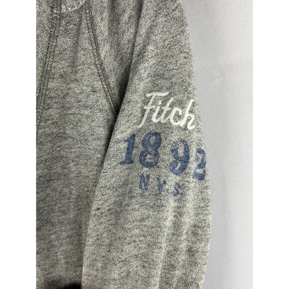 Vtg Abercrombie & Fitch V Neck Hoodie Womens Sz Medium Grey Y2K Pocket Cozy Long - Picture 4 of 7